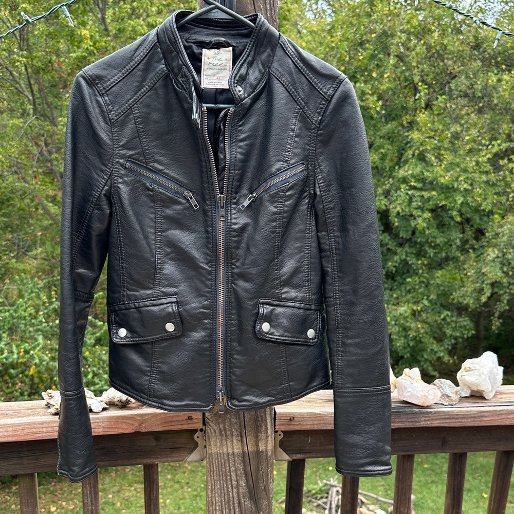 We The Free Black Vegan Leather Jacket XS